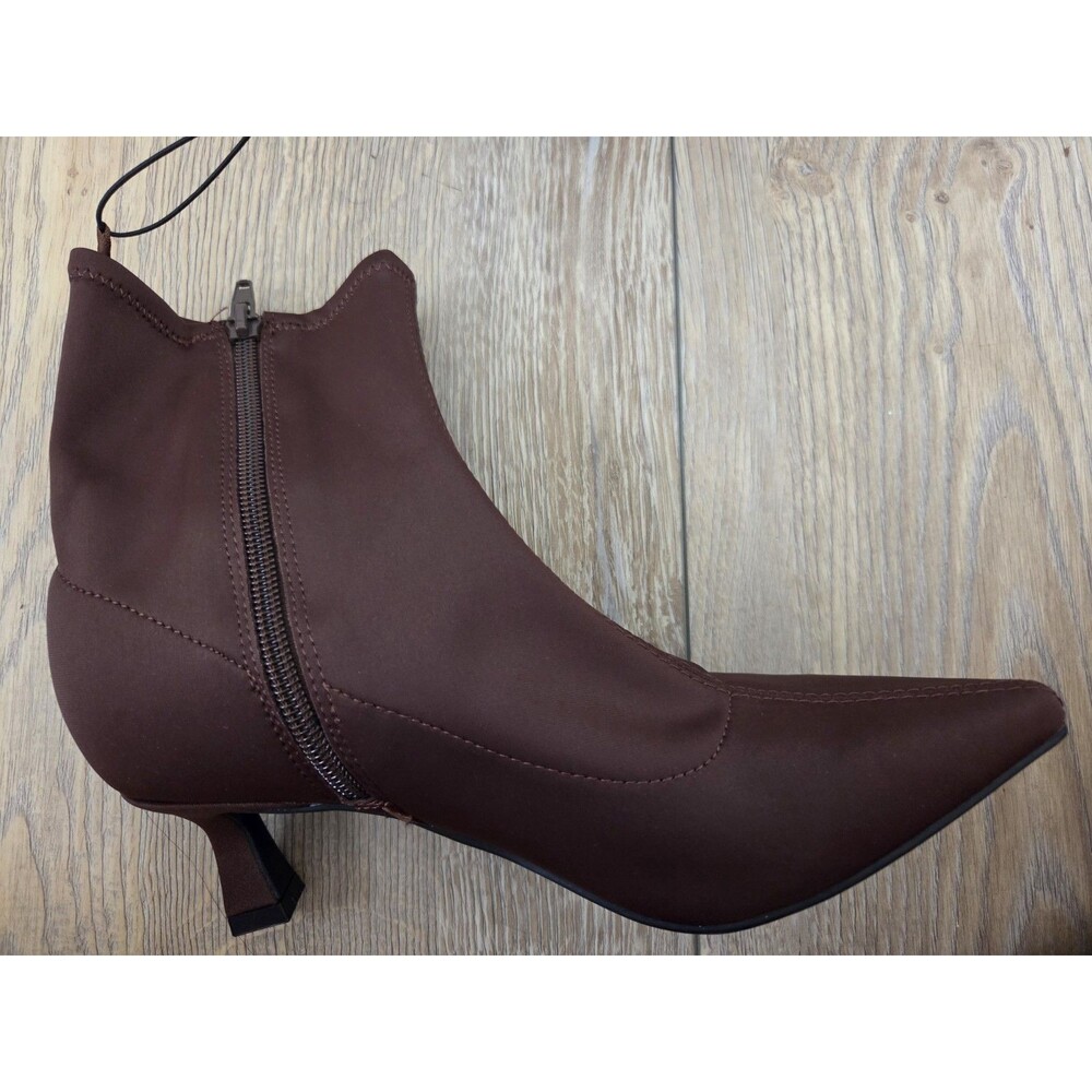 Unisa Womens Brown Synthetic Ankle Booties Pointed Toe Zip Stretch 5 1/2 M